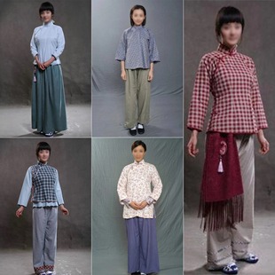 女八路五四青年小姐棉麻演出服装民国影视古装丫鬟村姑百姓装抗日