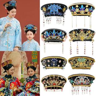 清宫亲子旗头帽皇后朝服钿子佃帽清朝头饰影视剧头饰剧组道具钿帽