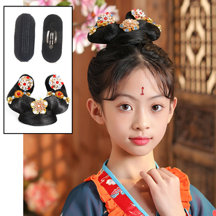 儿童古装唐朝假发汉服唐制造型发包饰品套装女童摄影演出古风发髻