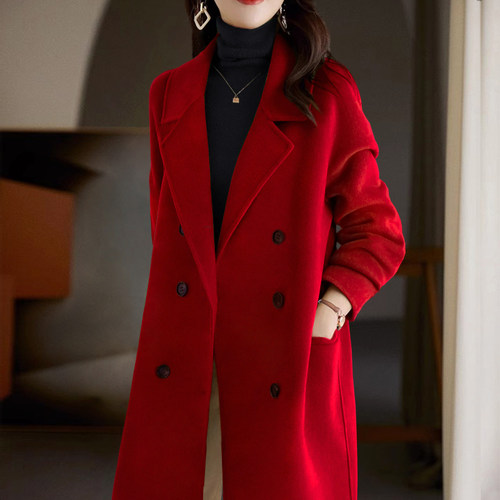 秋冬结婚高端气质胖mm毛呢外套