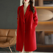 胖mm大码 毛呢外套女加厚冬中长款 胖妹妹宽松显瘦200斤毛呢子大衣