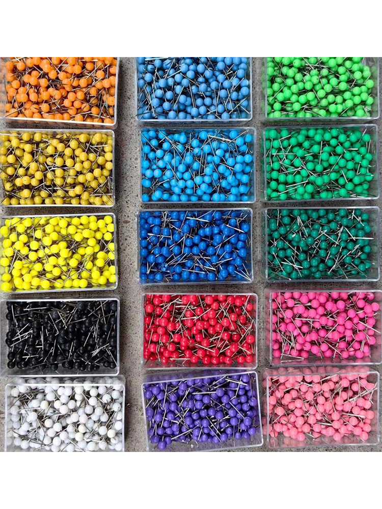500 boxes Colored pin fishing gear spool 10 color earth pin positioning pin map mark nail ball nail