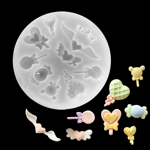 天使之翼棒棒糖爱心滴胶模具