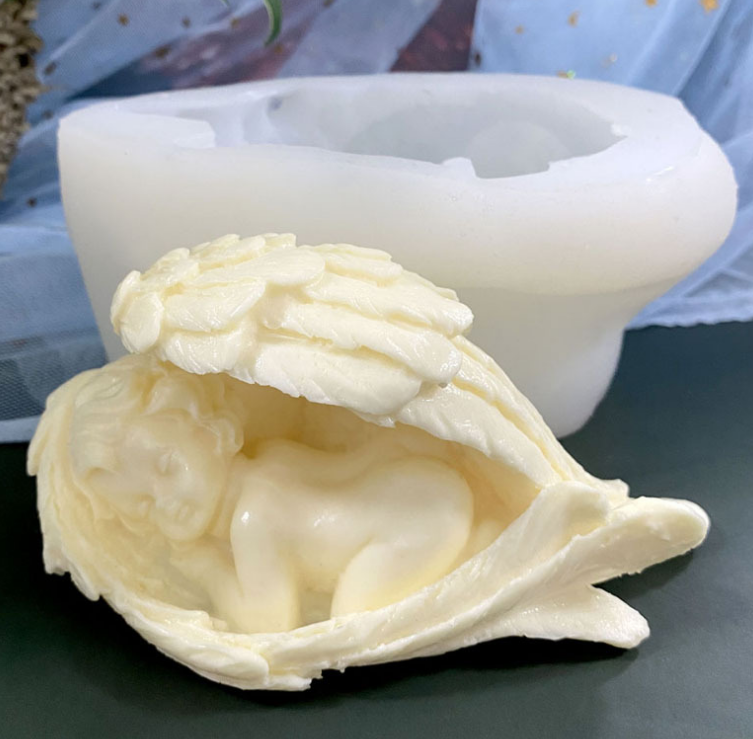 升级版3D立体可爱天使香薰手作硅胶模具蜡烛石膏巧克力蛋糕摆件模