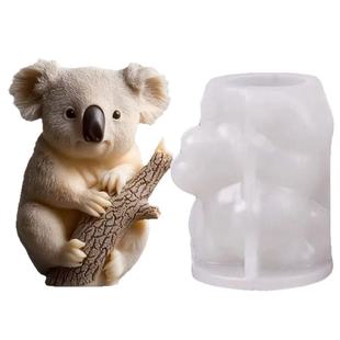 3D无尾熊浮雕圆柱蜡烛硅胶模具DIY可爱考拉公仔家具装饰石膏摆件