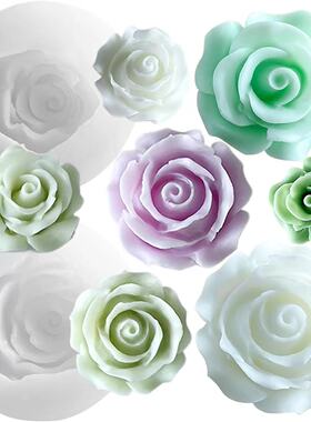 玫瑰花硅胶翻糖模具烘焙蛋糕装饰冰格手工皂滴胶模具