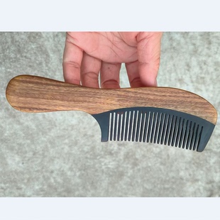 正宗越南绿檀木梳 镶嵌黑牛角 精美纹理 手感很赞 实木便携梳子