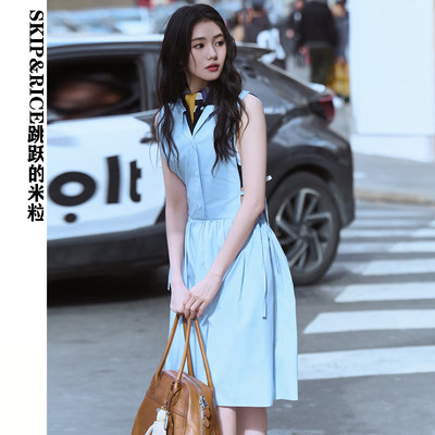 刘浩存同款无袖蝴蝶结镂