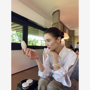 宋佳明星同款设计感时尚翻领宽松显瘦全棉白色长袖个性镂空衬衫潮
