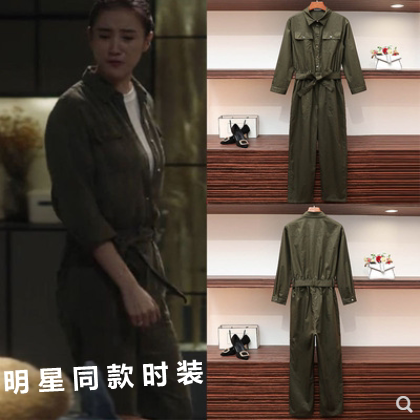 小舍得南俪宋佳同款军翻领连体裤