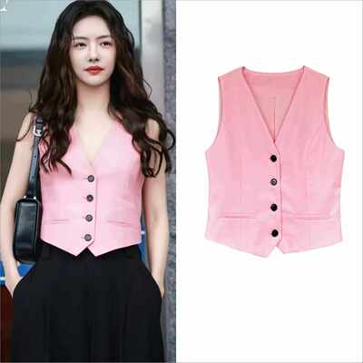 夏款除恶蔡文静同款粉色