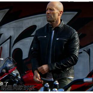 香港敢死队4电影杰森斯坦森同款哈雷帅气皮衣夹克机车骑行服外套