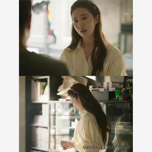 玫瑰的故事刘亦菲黄亦玫明星同款浅黄色法式泡泡袖防晒衬衫上衣女