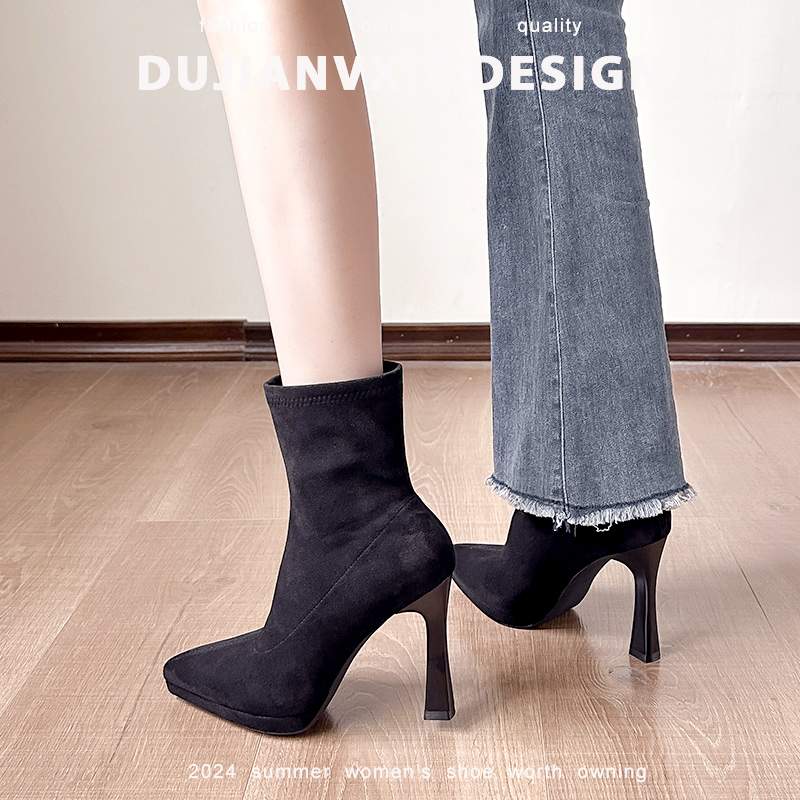 冬款秋冬新款黑色弹力靴