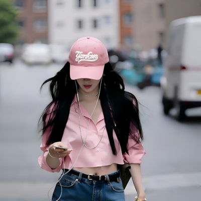 MLB新款联名款帽子字母刺绣软顶遮阳可调节棒球帽韩版男女鸭舌帽