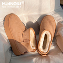 环球防滑厚底雪地靴女款2025新款冬季东北加绒加厚增高保暖棉鞋冬