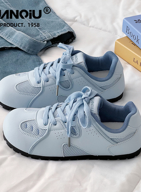 环球蓝色网面透气德训鞋女夏季薄款网鞋2025新款百搭轻便ins板鞋