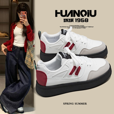 环球女鞋原创苹果小白鞋女2025新款爆款小众百搭轻便厚底休闲板鞋