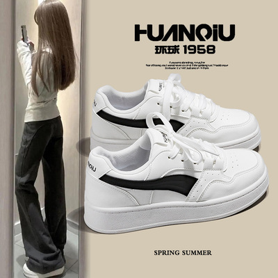 环球加绒高颜值厚底小白鞋女2025冬季新款百搭学生校园风休闲板鞋