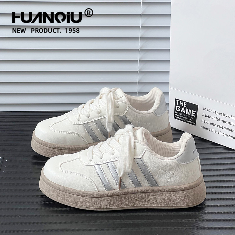 环球银色高级感德训鞋女2025超火新款爆款百搭轻便厚底增高板鞋潮,女鞋,德训鞋,淘宝优惠券,粉丝福利购,淘宝优惠卷