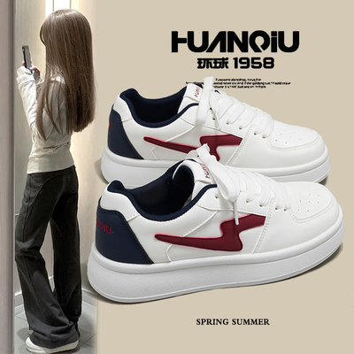 环球秋季小白鞋女款2025新款鞋子女ins潮百搭小众风轻便厚底板鞋
