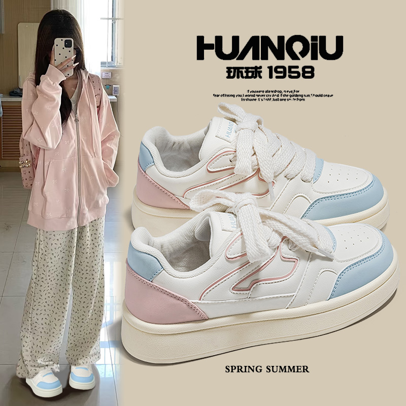环球糖果色小白鞋女2025新款爆款百搭学生轻便不累脚板鞋ins板鞋