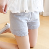 保险裤 薄款 防走光不卷边内穿短裤 夏季 女 打底裤 纯棉蕾丝宽松安全裤