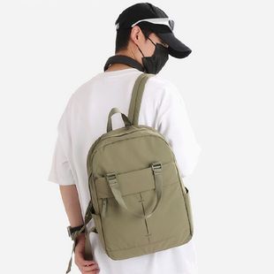 春节不打烊简单纯色防泼水布艺男女手提双肩背大学生书包减负插带