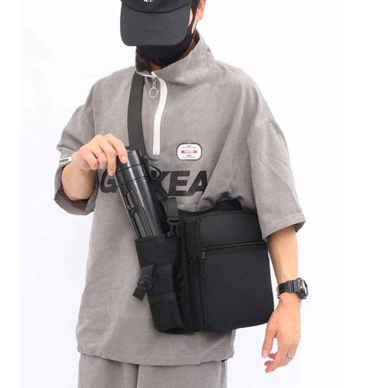 中老年人8CM直径水杯壶位外出男士单肩斜挎装9.7寸IPAD伞大号背包