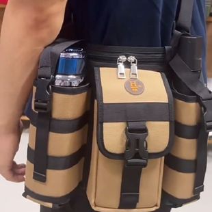 旅行户外便携双侧可装7.5厘米直径水杯雨伞单肩斜挎男手机平板包