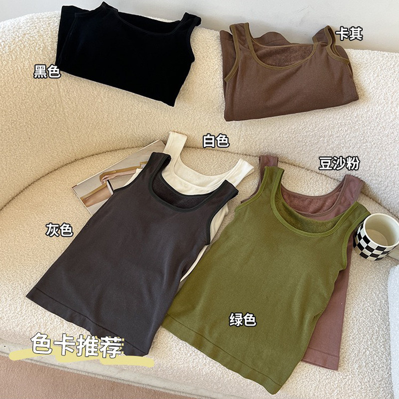 가을과 겨울 여성을위한 벨벳 두꺼운 열 조끼 기본 레이어 탑과 새로운 스타일의 코튼 테리 헤어 밴드 브래지어 패딩 속옷