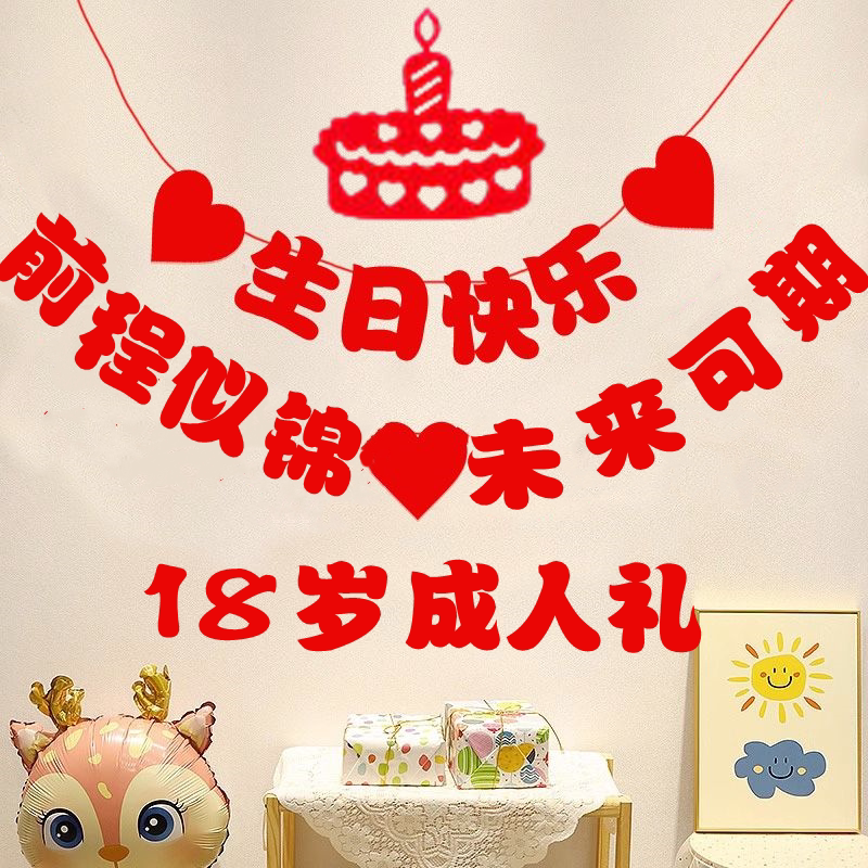 18岁成人礼场景布置装饰老公老节日装扮用品