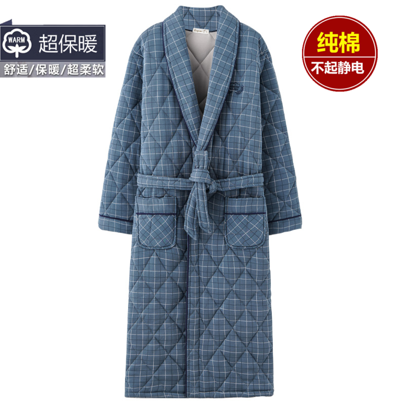 男士夹棉浴袍全棉家居服