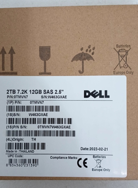 全新 DELL/戴尔 0TMVN7 2T B SAS 7.2K 2.5 12G ST2000NX0463硬盘