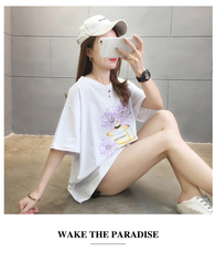 Real shot pure cotton Jin fat oversized loose top round neck short sleeve t-shirt female summer Korean version