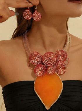 欧美时尚夸张树叶树脂宝石绿首饰