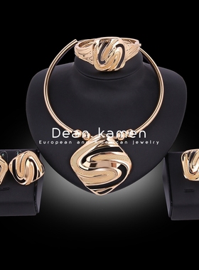 necklace bracelet earrings 4rings European party women四件套