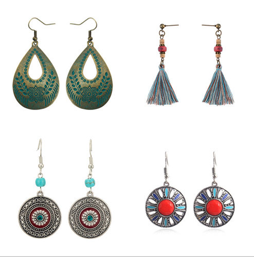 女耳环2020夏款Fashion retro European carved Earrings ladies