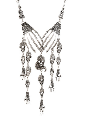 万圣节复古夸张骷髅流苏项链