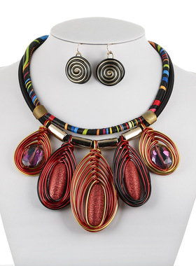 项链2023新款欧美夸张编织酒吧舞台项链necklaces women earrings