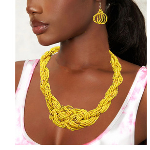 民族风中国结编织米珠项链套装饰品女fashion Necklace set women