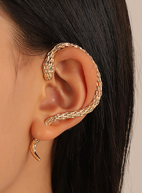earrings women jewelry欧美缠绕耳挂蛇形耳钉朋克复古夸张耳环