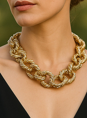 时尚个性复古首饰套装金属粗纹