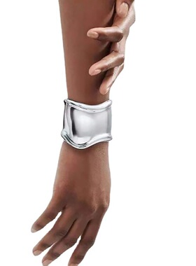 手链女2024年新款不规则宽光面仿金欧美个性百搭合金手镯bracelet