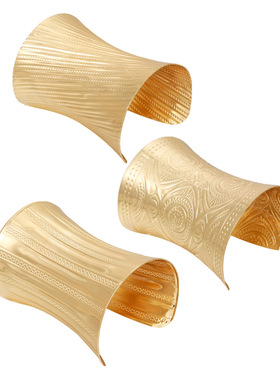 民族风压花纹长筒手镯爆款仿金属手环欧美饰品女bracelet ladies