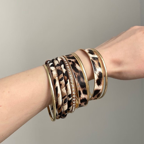 豹纹手镯复古时尚套装手饰豹纹手镯豹纹手链一整套