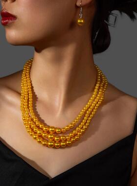 necklace women欧美简约珍珠项链 轻奢设计感叠戴毛衣颈链配饰套