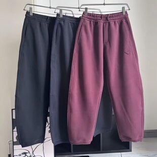 纯色百搭弯刀休闲长裤 秋冬款 时尚 男士 男 重磅贴布刺绣加绒加厚卫裤