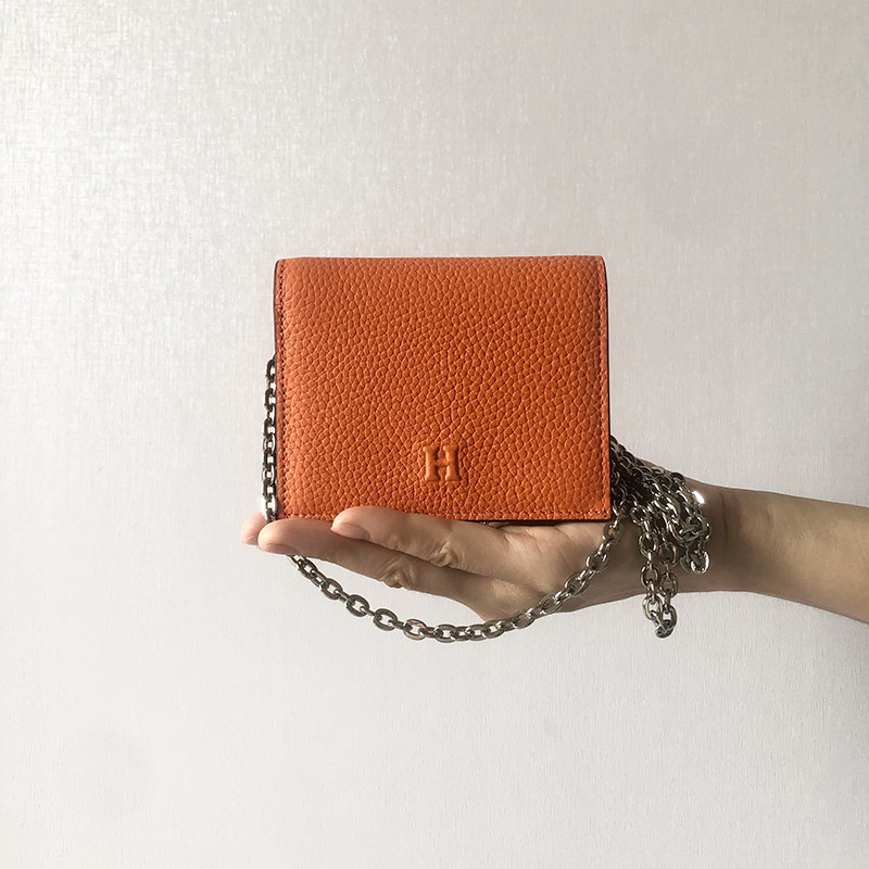 H家链条单肩包头层牛皮迷你康康包时尚新款高档个性新款零钱卡包