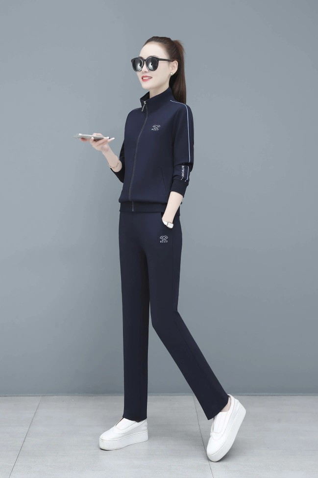 2023春季立领休闲服套装女洋气大码时尚运动跑步气质二件套